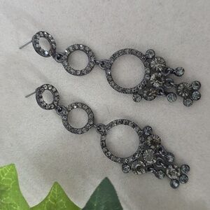 Oxidized Silver Circle Drop Earrings